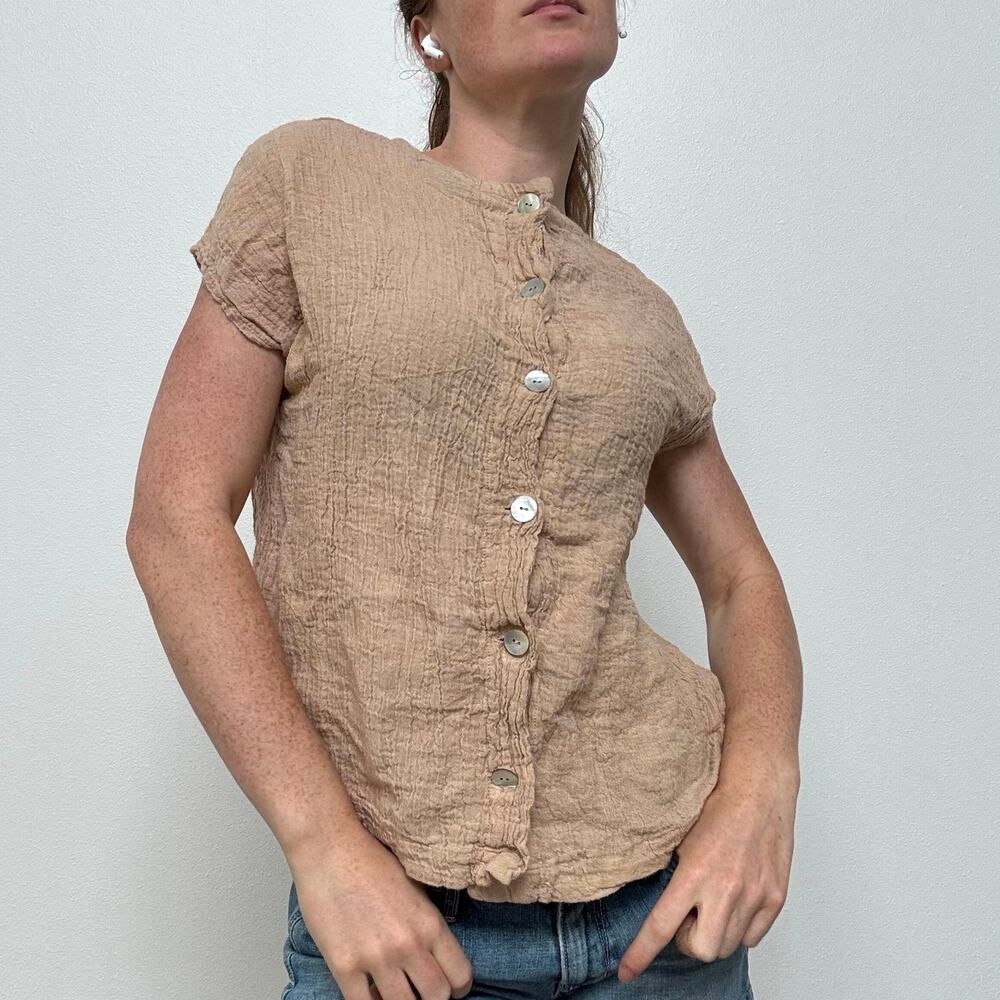 Tahari linen button blouse